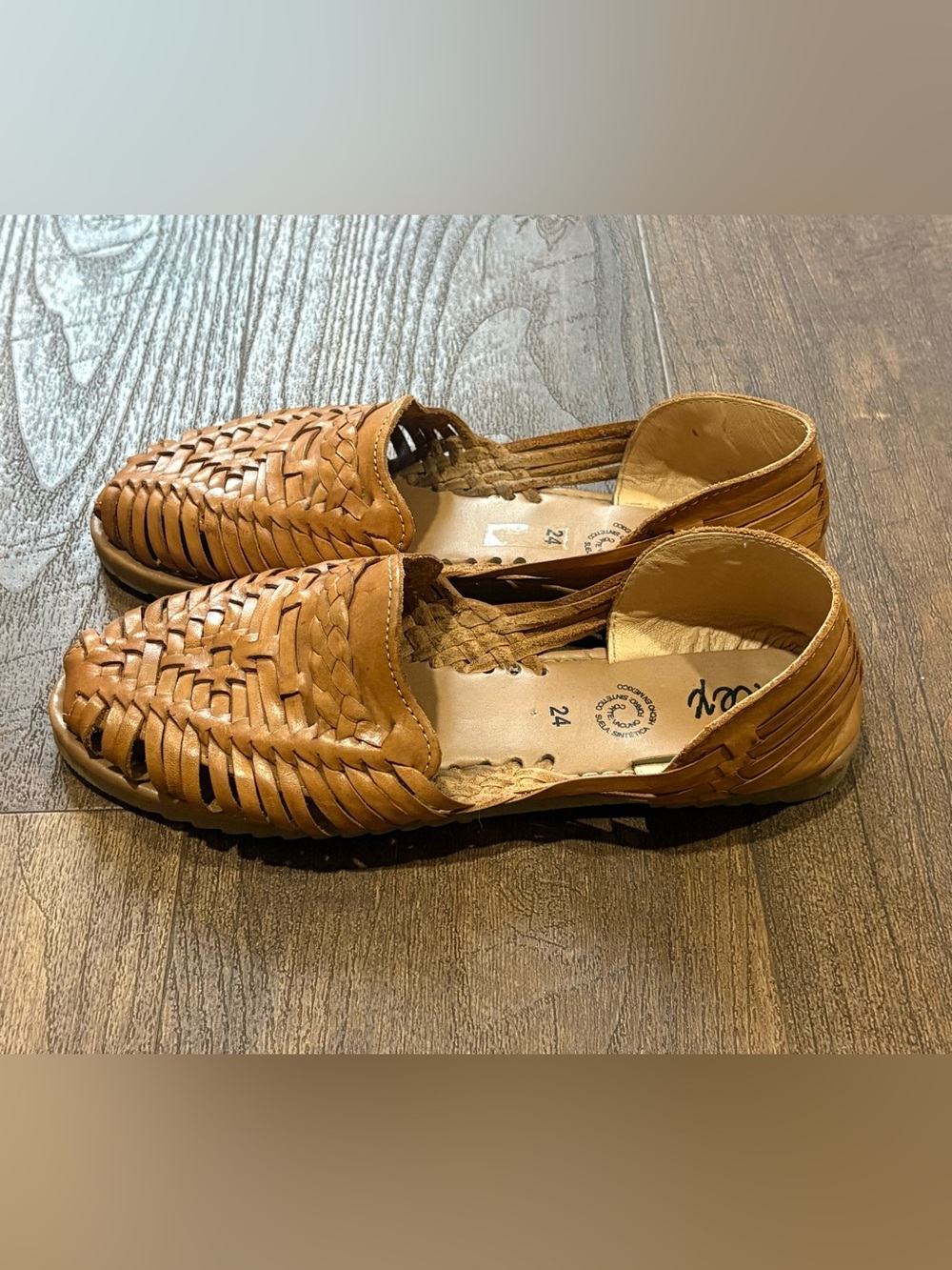 Woven Leather Huarache Flats - Women - Tan